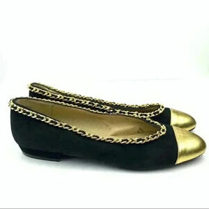 Left & Right flats 6.5 suede ballet 90s metallic